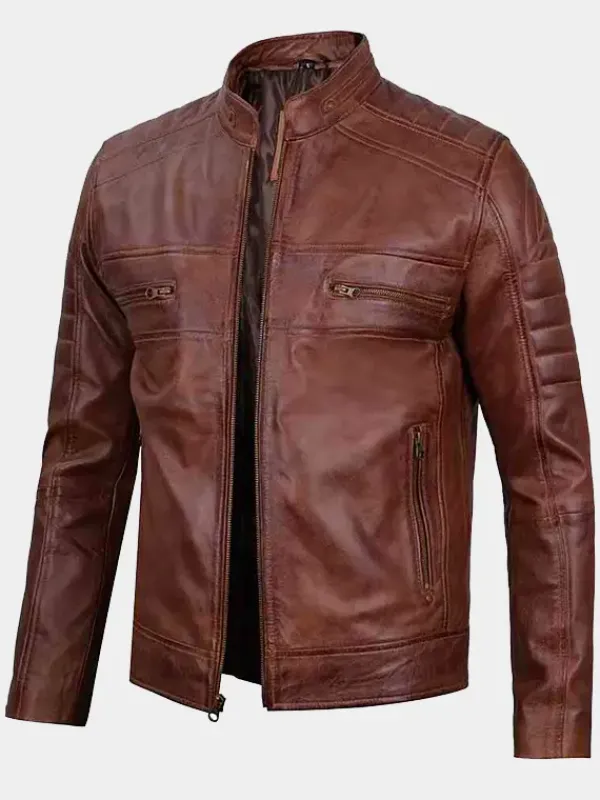 Asal Vision Brown Jackets | Cafe Racer Jackets | Mens Cafe Racer Leather Jacket Brown