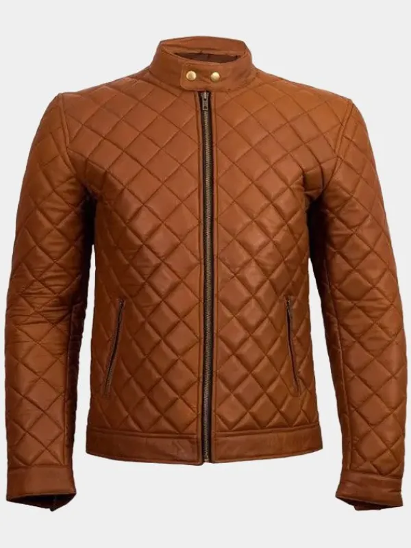 Asal Vision Cafe Racer Jackets | Quilted Jackets | Men’s Cafe Racer Quilted Leather Jacket Brown