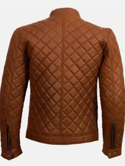 Asal Vision Cafe Racer Jackets | Quilted Jackets | Men’s Cafe Racer Quilted Leather Jacket Brown