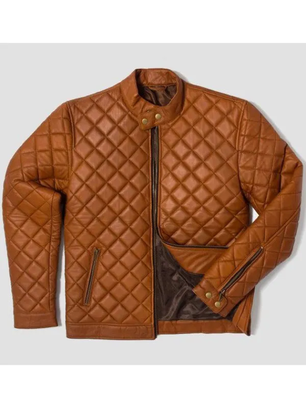 Asal Vision Cafe Racer Jackets | Quilted Jackets | Men’s Cafe Racer Quilted Leather Jacket Brown