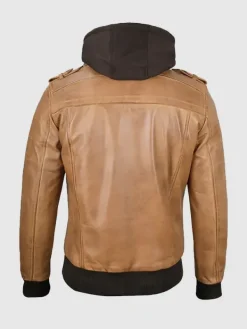 Asal Vision Brown Jackets | Hooded Jackets | Men’s Color Leather Hooded Jacket Camel