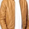 Asal Vision Brown Jackets | Leather Jackets | Men’s Casual Bomber Leather Jacket Tan Brown