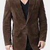 Asal Vision Blazers | Brown Jackets | Mens Vintage Suede Leather Blazer Chocolate Brown