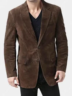 Asal Vision Blazers | Brown Jackets | Mens Vintage Suede Leather Blazer Chocolate Brown