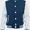 Asal Vision Varsity Jackets | Men’s Dark Blue Varsity Bomber Jacket Dark Blue & White