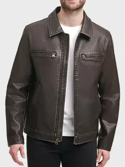 Asal Vision Brown Jackets | Leather Jackets | Mens Cowhide Leather Jacket Dark Brown