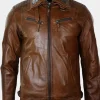Asal Vision Brown Jackets | Leather Jackets | Mens Detachable Fur Collar Leather Jacket Brown