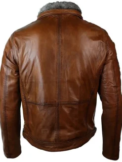 Asal Vision Brown Jackets | Leather Jackets | Mens Detachable Fur Collar Leather Jacket Brown