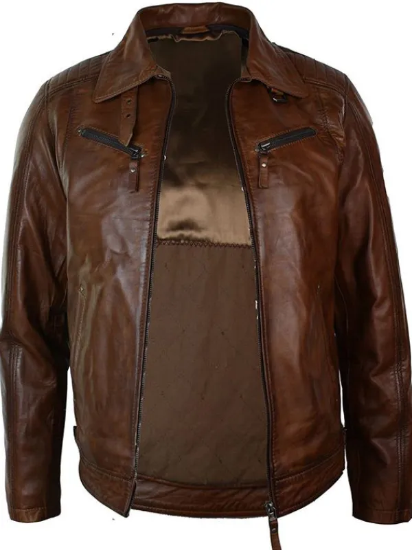 Asal Vision Brown Jackets | Leather Jackets | Mens Detachable Fur Collar Leather Jacket Brown