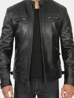 Asal Vision Black Jackets | Cafe Racer Jackets | Mens Diamond Quilted Leather Jacket Available In Black And Brown