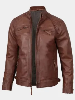 Asal Vision Black Jackets | Cafe Racer Jackets | Mens Diamond Quilted Leather Jacket Available In Black And Brown