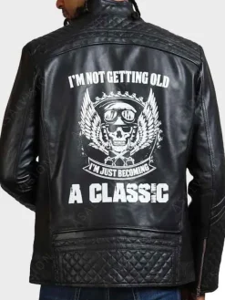Asal Vision Black Jackets | Quilted Jackets | Men’s Diamond Quilted Skull Leather Motorcycle Jacket Black