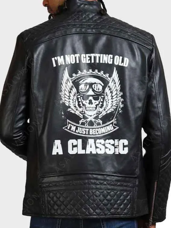 Asal Vision Black Jackets | Quilted Jackets | Men’s Diamond Quilted Skull Leather Motorcycle Jacket Black