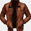 Asal Vision Brown Jackets | Cafe Racer Jackets | Mens Elio Waxed Biker Leather Jacket Brown