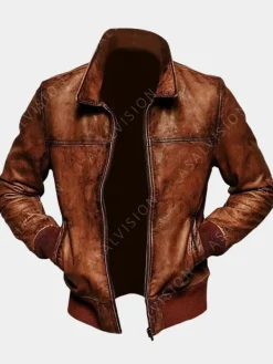 Asal Vision Brown Jackets | Cafe Racer Jackets | Mens Elio Waxed Biker Leather Jacket Brown