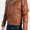 Asal Vision Brown Jackets | Leather Jackets | Men’s Faux Fur Leather Shearling Jacket Brown