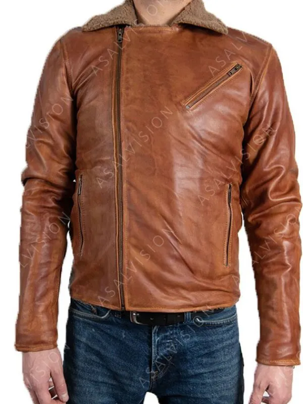 Asal Vision Brown Jackets | Leather Jackets | Men’s Faux Fur Leather Shearling Jacket Brown