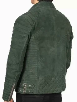 Asal Vision Suede Jackets | Quilted Jackets | Mens Suede Biker Jacket Green