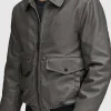 Asal Vision Bomber Jackets | Leather Jackets | Mens Bomber Leather Jacket Grey