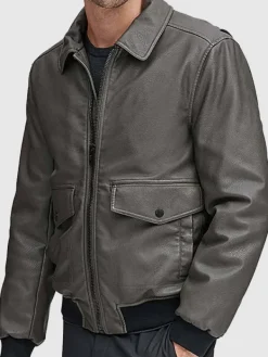 Asal Vision Bomber Jackets | Leather Jackets | Mens Bomber Leather Jacket Grey