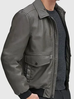 Asal Vision Bomber Jackets | Leather Jackets | Mens Bomber Leather Jacket Grey