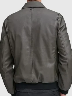 Asal Vision Bomber Jackets | Leather Jackets | Mens Bomber Leather Jacket Grey