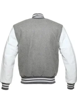 Asal Vision Varsity Jackets | Men’s Grey Varsity Bomber Jacket Grey With White