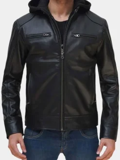 Asal Vision Black Jackets | Leather Jackets | Men’s Hot Leather Jacket With Hood Black
