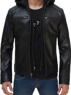 Asal Vision Black Jackets | Leather Jackets | Men’s Hot Leather Jacket With Hood Black