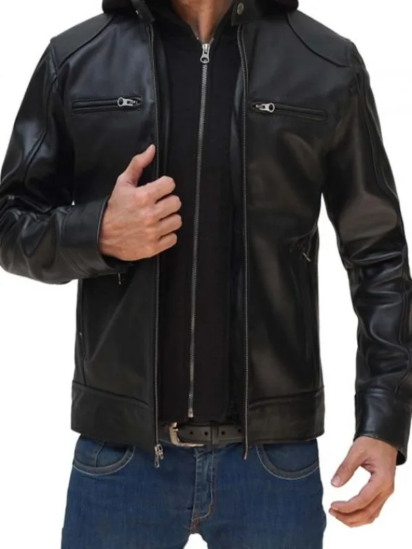 Asal Vision Black Jackets | Leather Jackets | Men’s Hot Leather Jacket With Hood Black