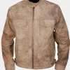 Asal Vision Cafe Racer Jackets | Biker Jackets | Mens Distressed Moto Leather Jacket Khaki