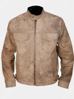 Asal Vision Cafe Racer Jackets | Biker Jackets | Mens Distressed Moto Leather Jacket Khaki