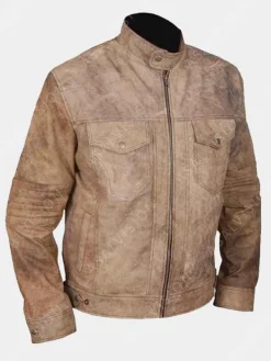 Asal Vision Cafe Racer Jackets | Biker Jackets | Mens Distressed Moto Leather Jacket Khaki