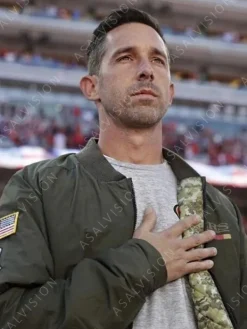 Asal Vision Cotton Jackets | Mens Kyle Shanahan 49ers Bomber Jacket Green