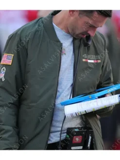 Asal Vision Cotton Jackets | Mens Kyle Shanahan 49ers Bomber Jacket Green
