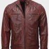 Asal Vision Cafe Racer Jackets | Quilted Jackets | Men’s Cafe Racer Moto Leather Jacket Maroon