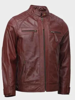 Asal Vision Cafe Racer Jackets | Quilted Jackets | Men’s Cafe Racer Moto Leather Jacket Maroon