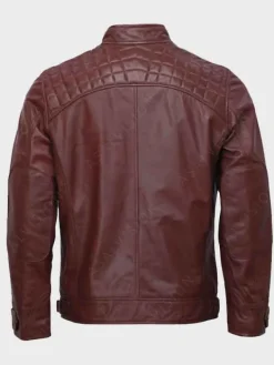 Asal Vision Cafe Racer Jackets | Quilted Jackets | Men’s Cafe Racer Moto Leather Jacket Maroon