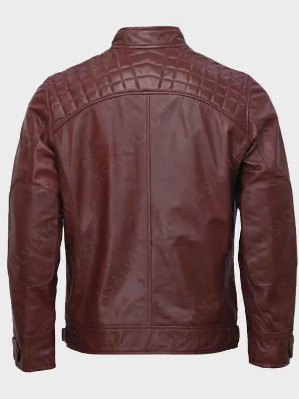 Asal Vision Cafe Racer Jackets | Quilted Jackets | Men’s Cafe Racer Moto Leather Jacket Maroon