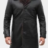 Asal Vision Men Coats | Mens Mid Length Shearling Leather Coat Black