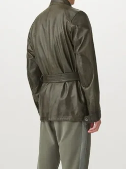 Asal Vision Leather Jackets | Men’s Belted Leather Fashion Jacket Olive Green