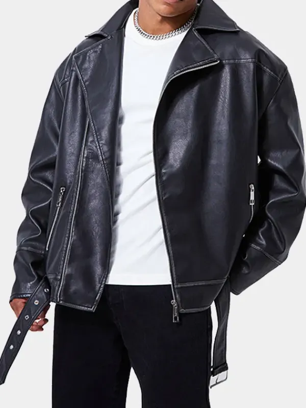 Asal Vision Black Jackets | Biker Jackets | Men’s Oversized Biker Leather Jacket Black