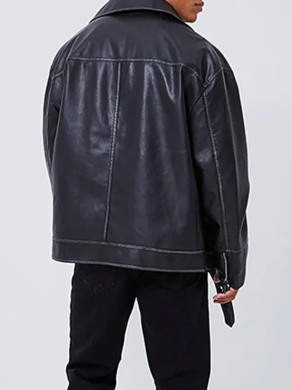 Asal Vision Black Jackets | Biker Jackets | Men’s Oversized Biker Leather Jacket Black