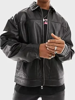 Asal Vision Black Jackets | Bomber Jackets | Men’s Oversized Leather Jacket Black
