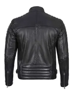Asal Vision Black Jackets | Cafe Racer Jackets | Mens Padded Cafe Racer Leather Jacket Black