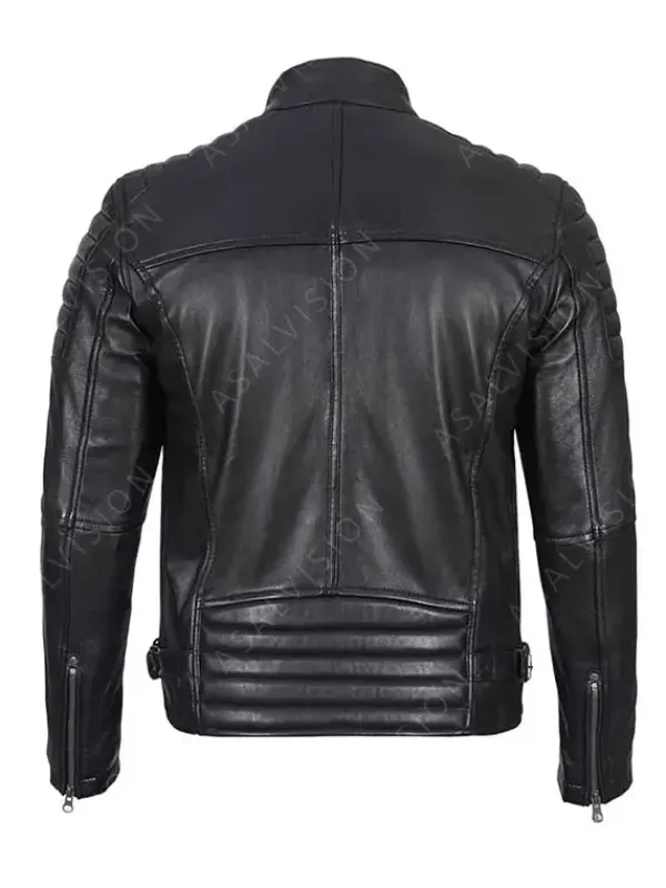 Asal Vision Black Jackets | Cafe Racer Jackets | Mens Padded Cafe Racer Leather Jacket Black