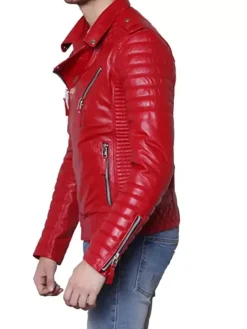 Asal Vision Biker Jackets | Leather Jackets | Mens Padded Biker Leather Jacket Red