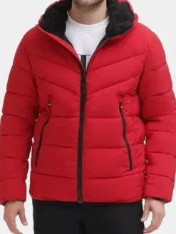 Asal Vision Puffer Jackets | Men’s Puffer Hooded Jacket Red