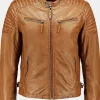 Asal Vision Brown Jackets | Cafe Racer Jackets | Mens Quilted Leather Cafe Racer Biker Jacket Tan Brown