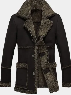 Asal Vision Men Coats | Mens Reacher Style Fur Coat Black